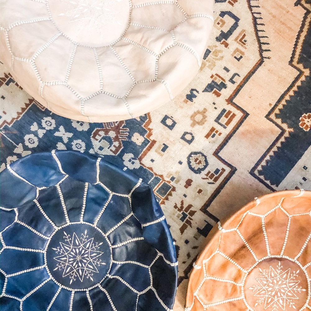 Moroccan Pouf | $75 each| Cognac